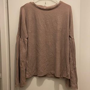 COPY - CUTEE taupe waffle knit long bell sleeve top!